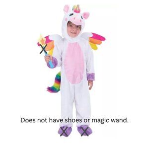 Toddler Unicorn Costume Jumpsuit White Rainbow Size 12/18 Months.